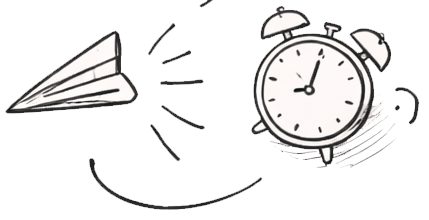 Paper plane and clock